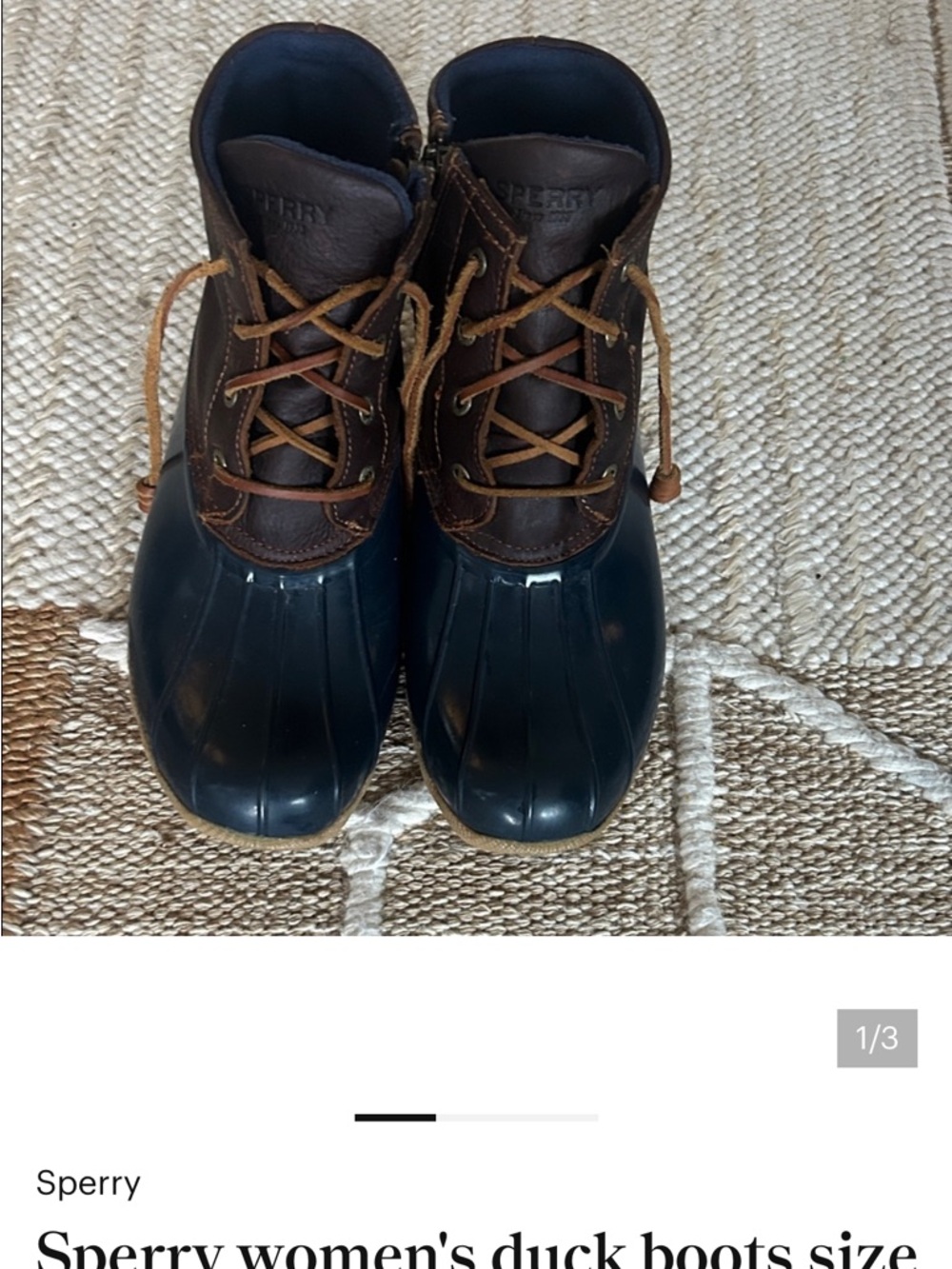 Sperry Women's Brown & Navy Duck Boots 8.5